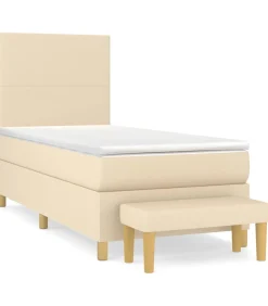 Best Boxspring met matras stof crèmekleurig 90x190 cm Bedden