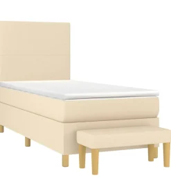 Best Boxspring met matras stof crèmekleurig 90x190 cm Bedden