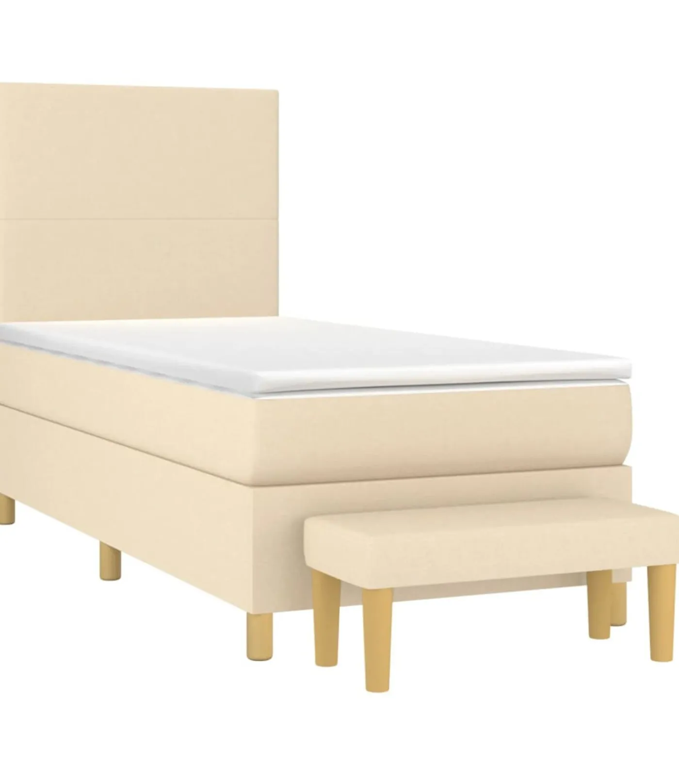 Best Boxspring met matras stof crèmekleurig 90x190 cm Bedden