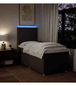 New Boxspring met matras stof donkerbruin 90x200 cm Bedden