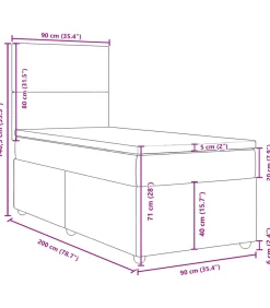 New Boxspring met matras stof donkerbruin 90x200 cm Bedden