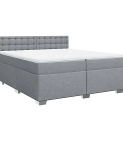 Outlet Boxspring met matras stof lichtgrijs 200x200 cm Bedden