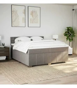 Discount Boxspring met matras stof taupe 200x200 cm Bedden