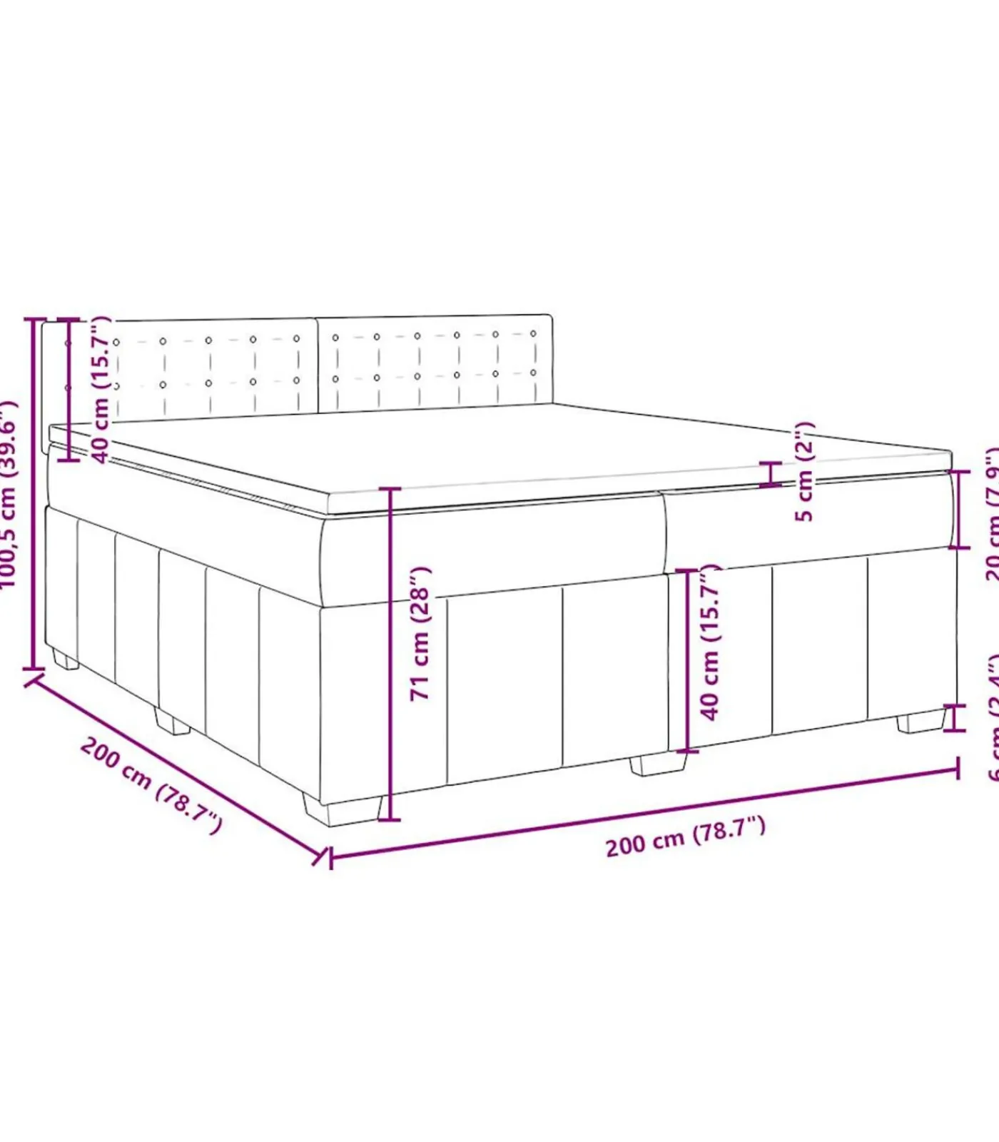 Discount Boxspring met matras stof taupe 200x200 cm Bedden