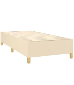 Boxspring met matras stof crèmekleurig 90x200 cm Bedden