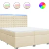 Discount Boxspring met matras stof crèmekleurig 200x200 cm Bedden