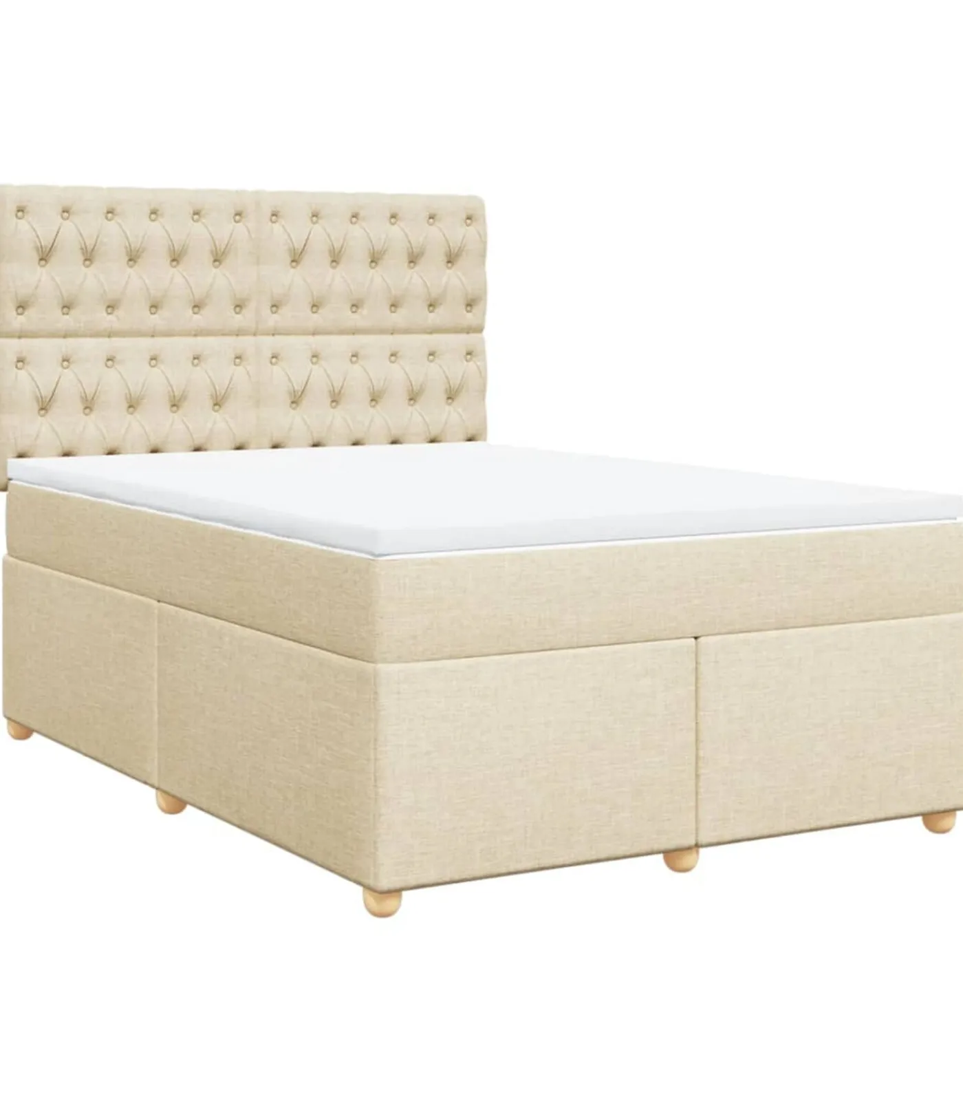 Online Boxspring met matras stof crèmekleurig 160x200 cm Bedden