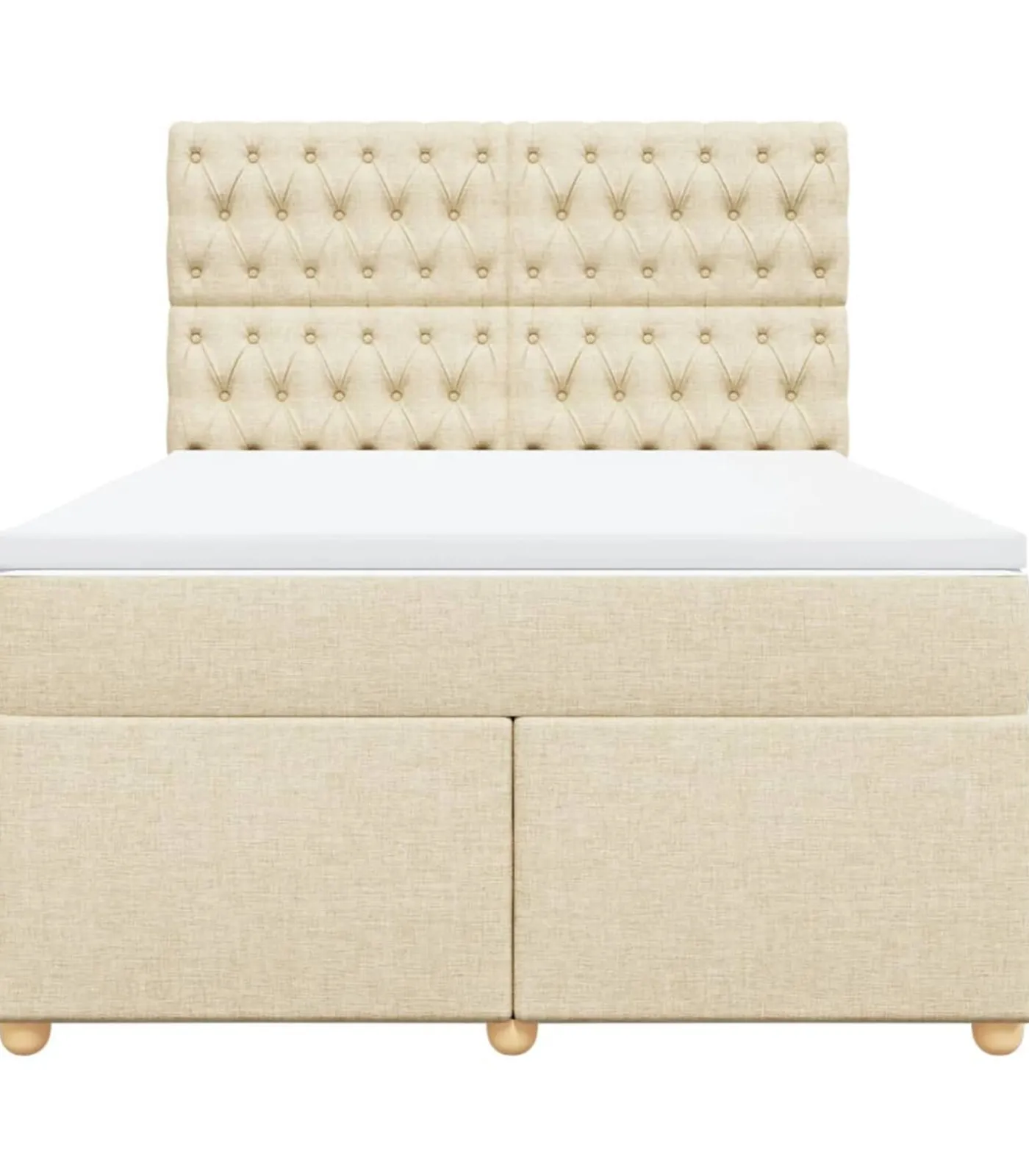 Online Boxspring met matras stof crèmekleurig 160x200 cm Bedden
