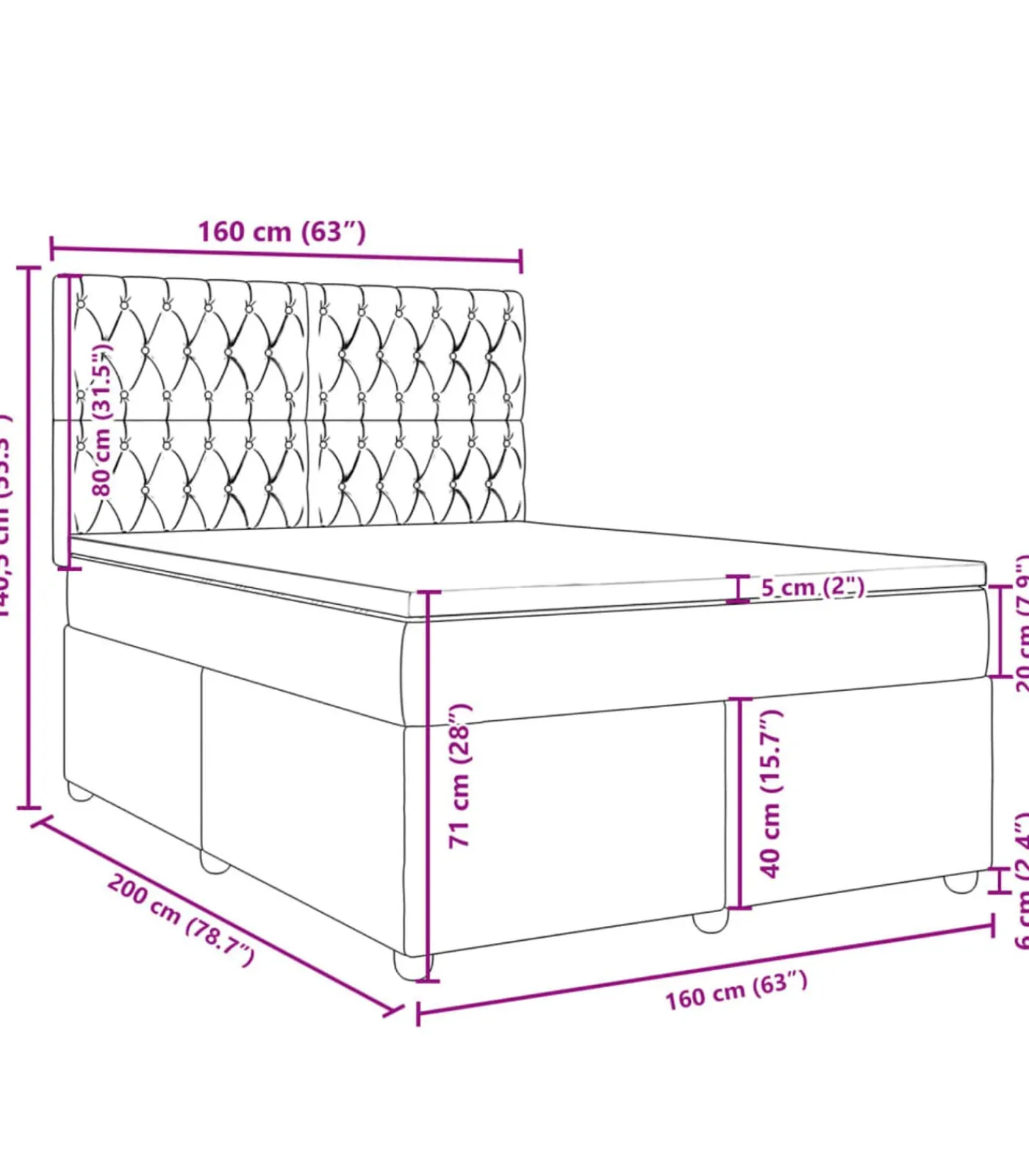 Online Boxspring met matras stof crèmekleurig 160x200 cm Bedden