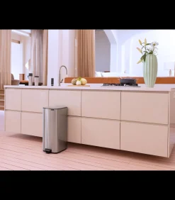 Best Bo Pedaalemmer, 30 liter, stil sluitend, kunststof binnenemmer - Matt Steel Fingerprint Proof Manden En Bakken