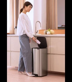 Best Bo Pedaalemmer, 30 liter, stil sluitend, kunststof binnenemmer - Matt Steel Fingerprint Proof Manden En Bakken
