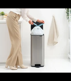 Best Bo Pedaalemmer, 30 liter, stil sluitend, kunststof binnenemmer - Matt Steel Fingerprint Proof Manden En Bakken