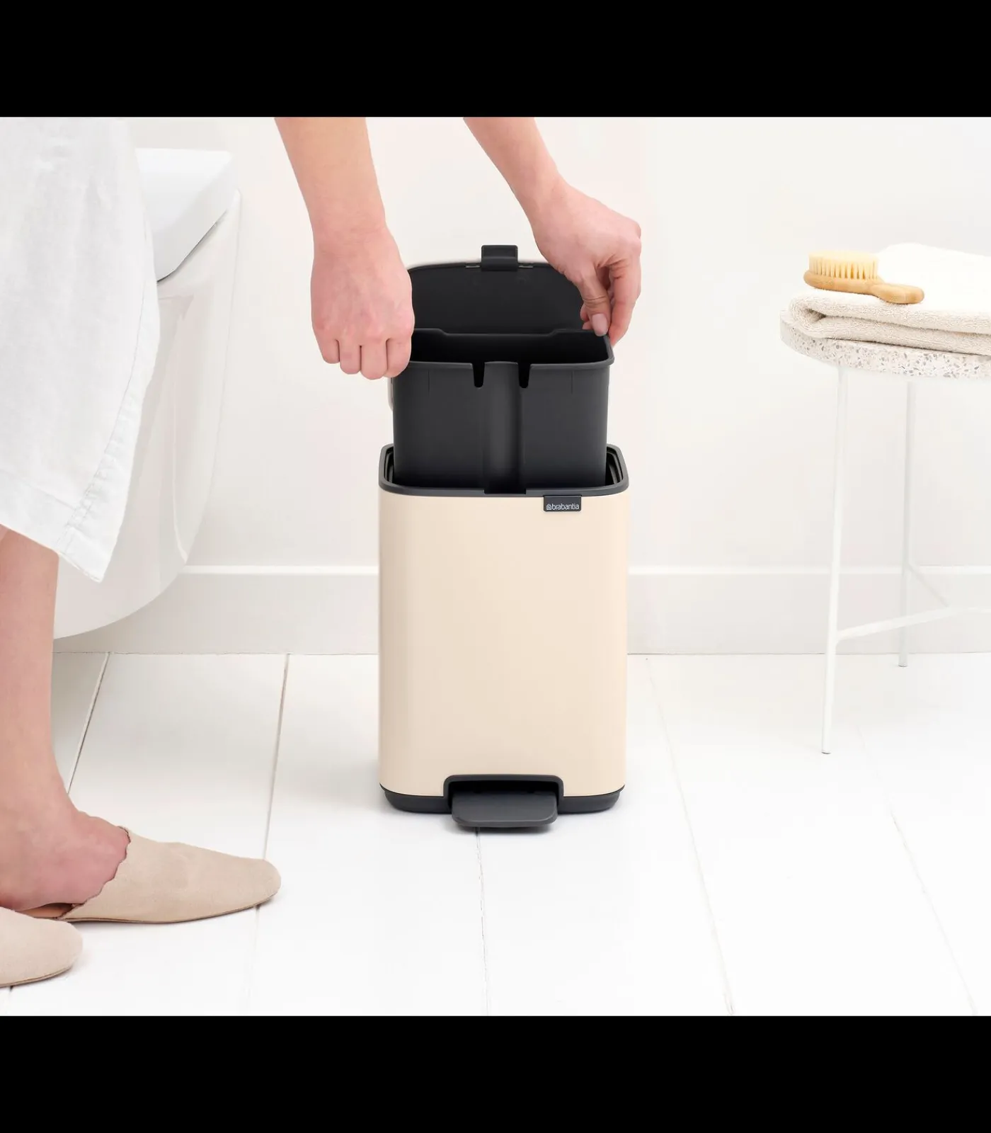 Outlet Bo Pedaalemmer, 4 liter, stil sluitend, kunststof binnenemmer - Soft Beige Manden En Bakken