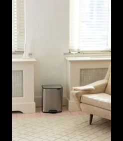 Discount Bo Pedaalemmer, 12 liter, stil sluitend, kunststof binnenemmer - Matt Steel Fingerprint Proof Manden En Bakken