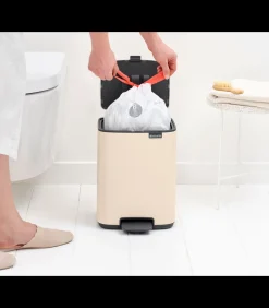 Bo Pedaalemmer, 7 liter, stil sluitend, kunststof binnenemmer - Soft Beige Manden En Bakken