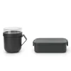 Online lunchset lunchbox en soepbeker Dark Grey kunststof 2-delig Tafelgerei