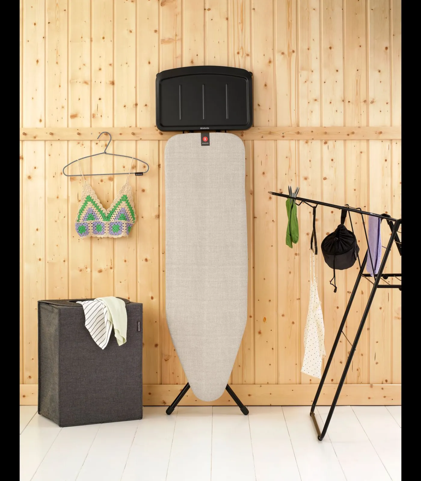 Clearance Strijkplank B, 124x38 cm, solide stoomunithouder - Denim Grey Wassen & Strijken