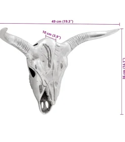 Bullschedel Zilver 49 x 10 x 36 cm Aluminium Decoratie