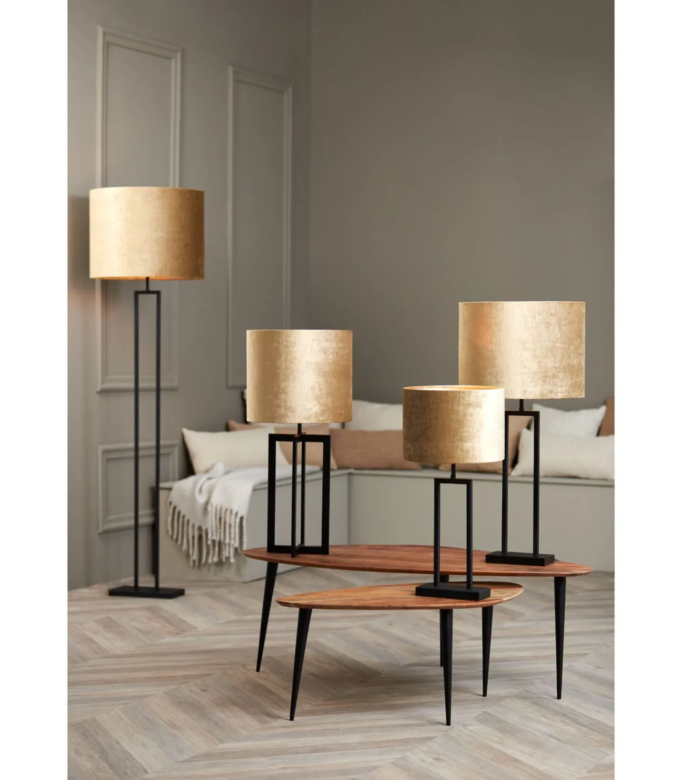 Sale Cilinder Lampenkap Gemstone - Brons - Ø40x30cm Lampenkappen