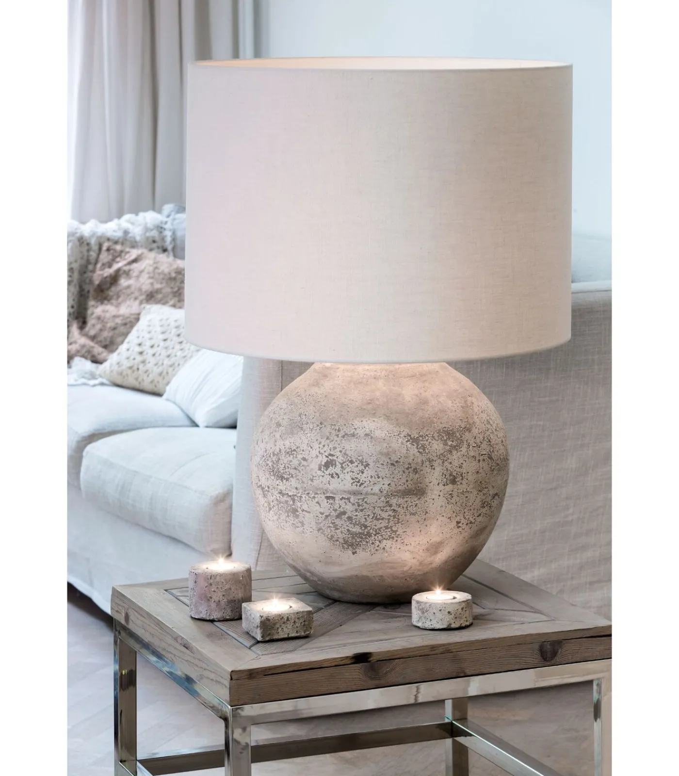 Discount Cilinder Lampenkap Livigno - Eiwit - Ø40x30cm Lampenkappen