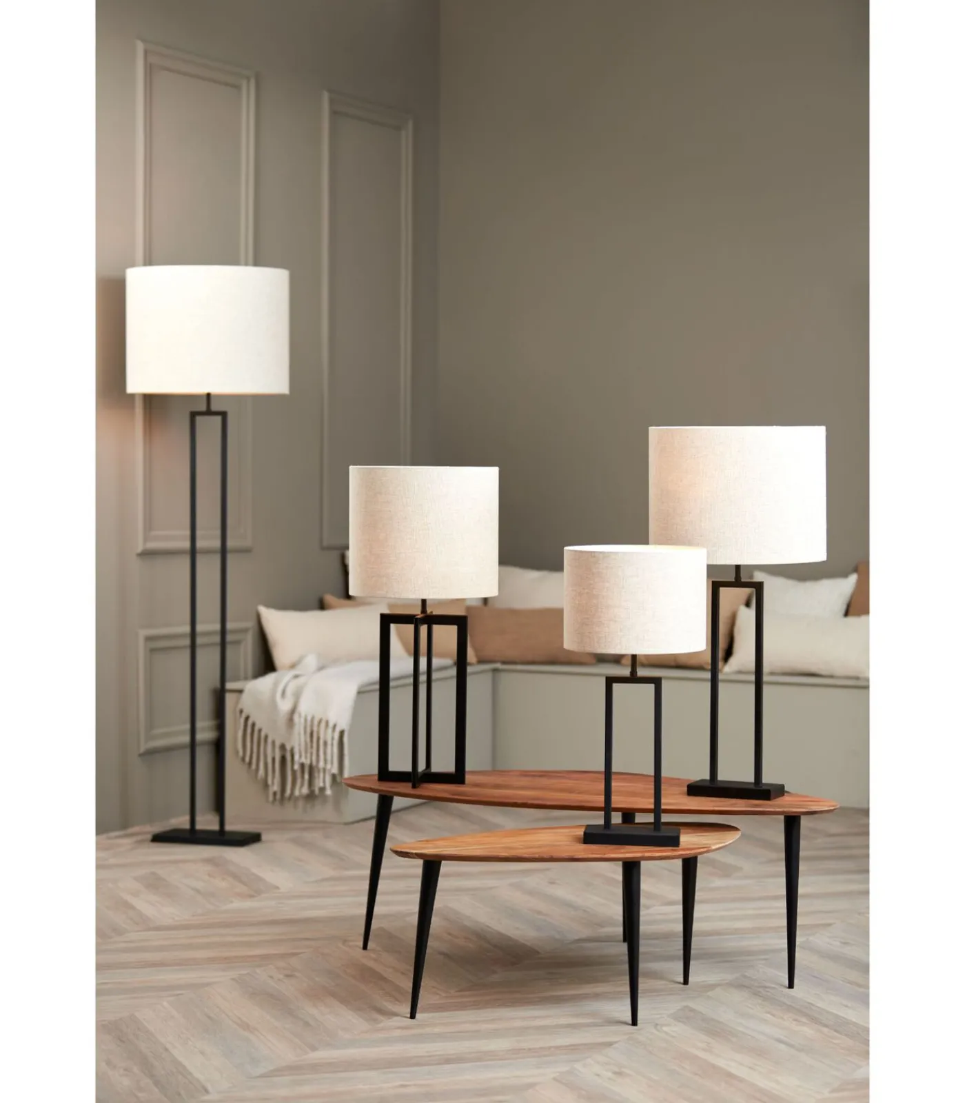 Outlet Cilinder lampenkap Livigno - Bruin - Ø50x38cm Lampenkappen