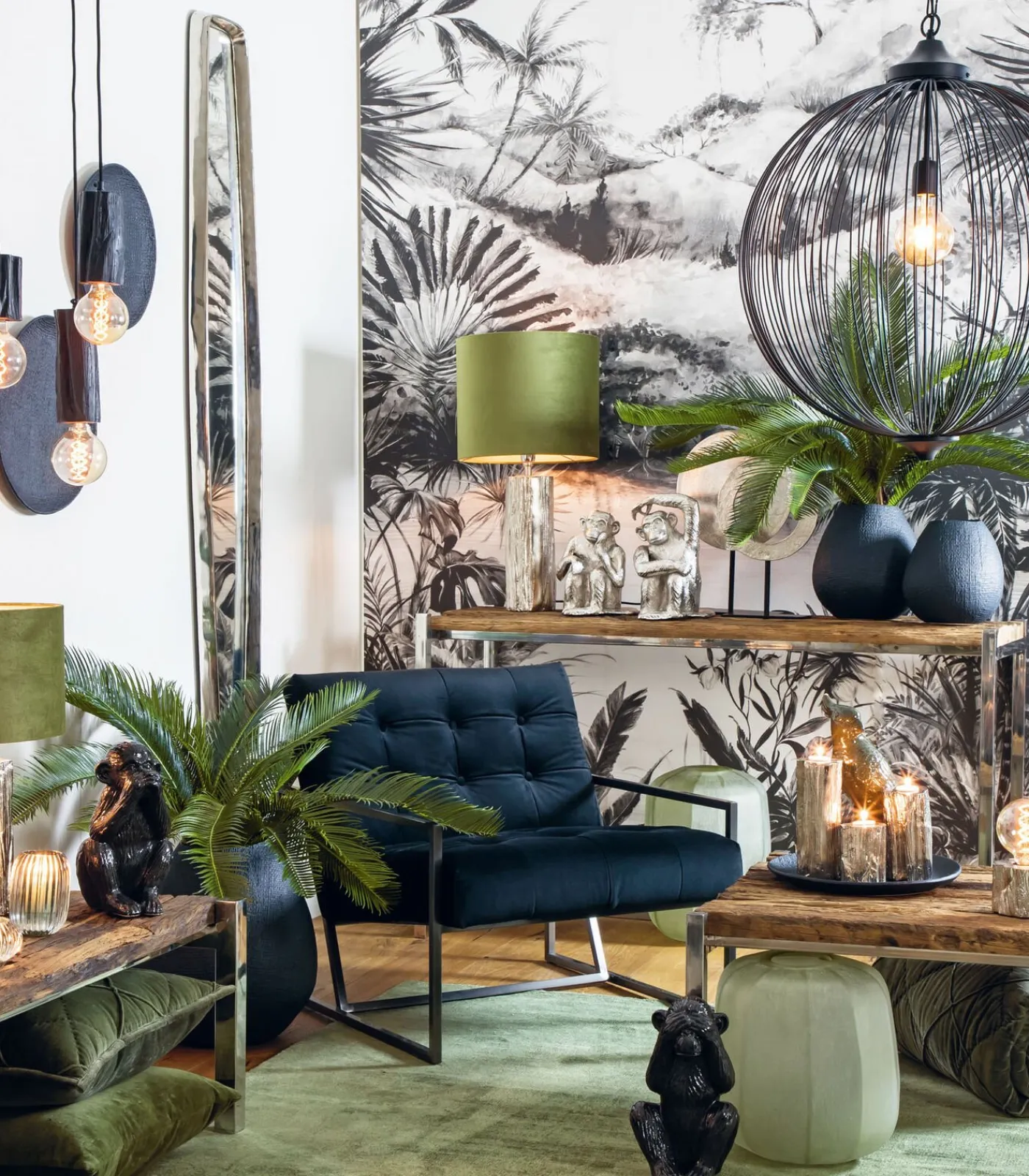 Sale Cilinder Lampenkap Velours - Olive Green - Ø30x21cm Lampenkappen