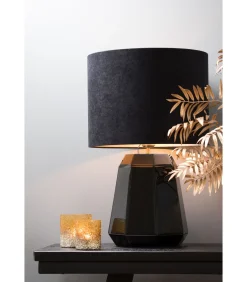 New Cilinder Lampenkap Velours - Zwart - Ø40x30cm Lampenkappen