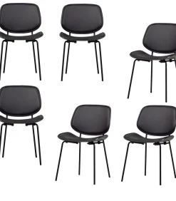 Online Classic Eetkamerstoelen - Hout - Zwart/Walnoot - Set van 6 Stoelen