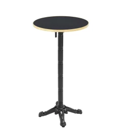 Hot 60cm ronde hoge tafel met kantelbaar zwart/gouden blad en zwart Tuinmeubelen