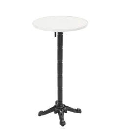 Discount 60cm ronde hoge tafel met kantelbaar wit/zilveren blad en zwarte poten Tuinmeubelen
