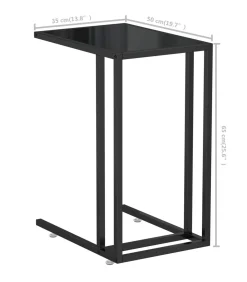 Outlet Computer bijzettafel 50x35x65 cm gehard glas zwart Tafels