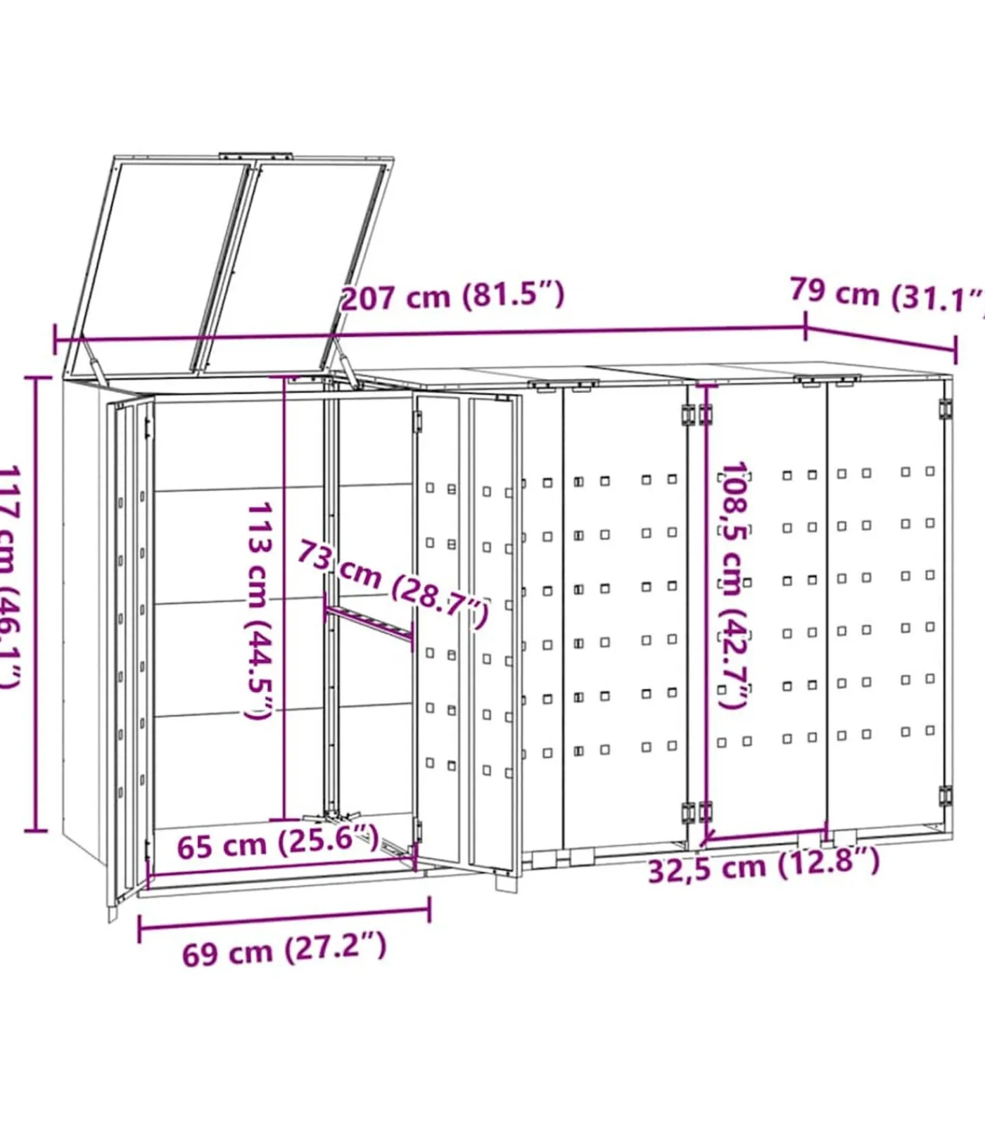 Online Containerberging 3 containers 207x79x117 cm staal antraciet Manden En Bakken
