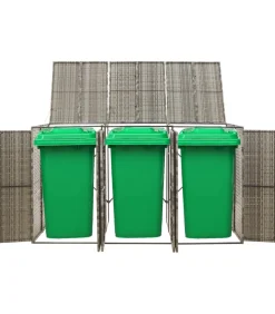 Containerberging driedubbel 207x80x117 cm poly rattan grijs Manden En Bakken