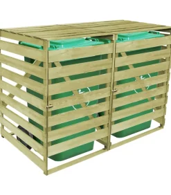 Clearance Containerberging dubbel 240 L geïmpregneerd hout Manden En Bakken