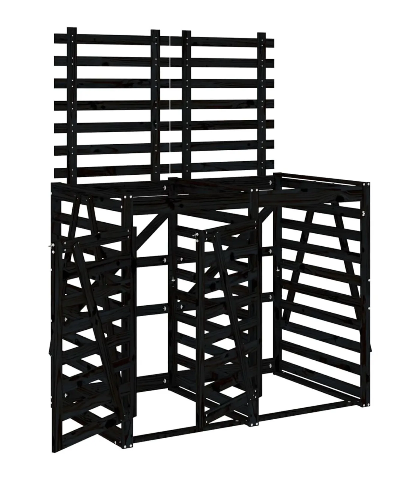 Containerberging dubbel massief grenenhout zwart Manden En Bakken