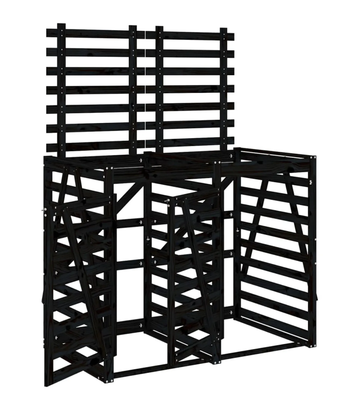 Containerberging dubbel massief grenenhout zwart Manden En Bakken