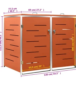 Clearance Containerberging dubbel 138x77,5x112,5 cm roestvrij staal Manden En Bakken