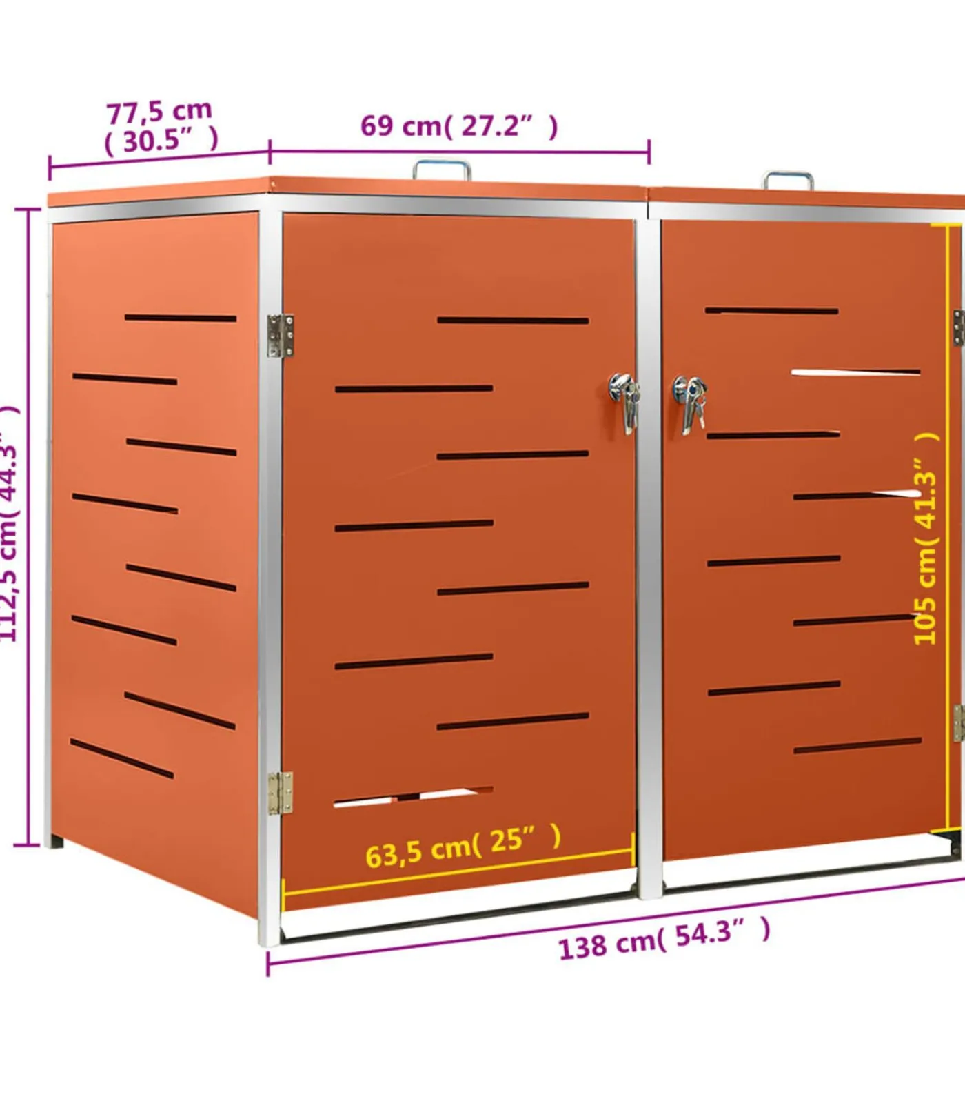 Clearance Containerberging dubbel 138x77,5x112,5 cm roestvrij staal Manden En Bakken