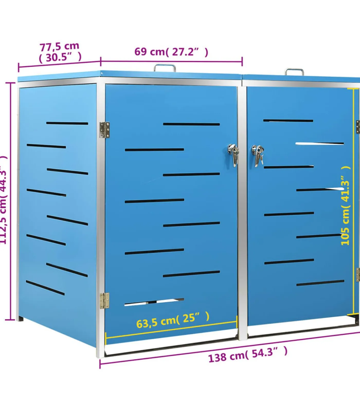 Outlet Containerberging dubbel 138x77,5x112,5 cm roestvrij staal Manden En Bakken