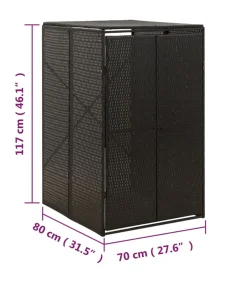 New Containerberging enkel 70x80x117 cm poly rattan zwart Manden En Bakken