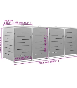 Online Containerberging vierdubbel 276,5x77,5x112,5 cm roestvrij staal Manden En Bakken