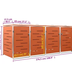 New Containerberging vierdubbel 276,5x77,5x112,5 cm roestvrij staal Manden En Bakken