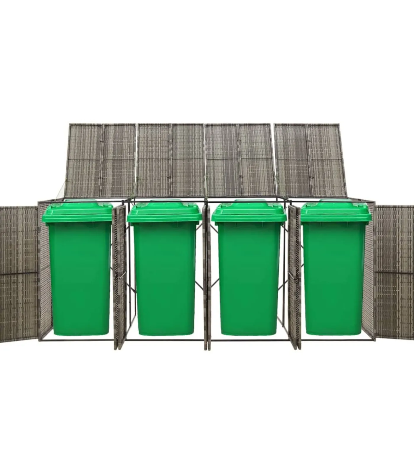 Sale Containerberging viervoudig 274x80x117 cm poly rattan grijs Manden En Bakken