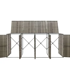 Sale Containerberging viervoudig 274x80x117 cm poly rattan grijs Manden En Bakken