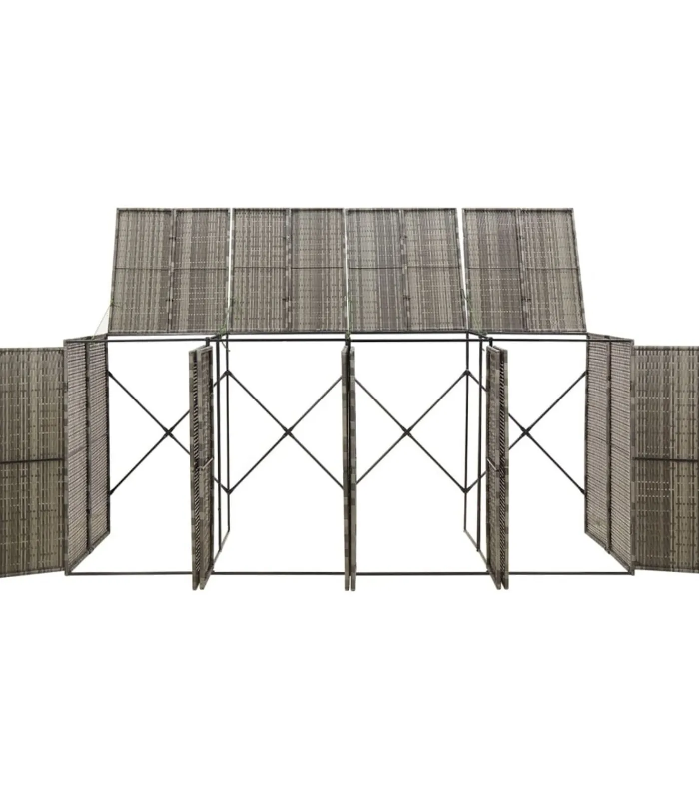 Sale Containerberging viervoudig 274x80x117 cm poly rattan grijs Manden En Bakken
