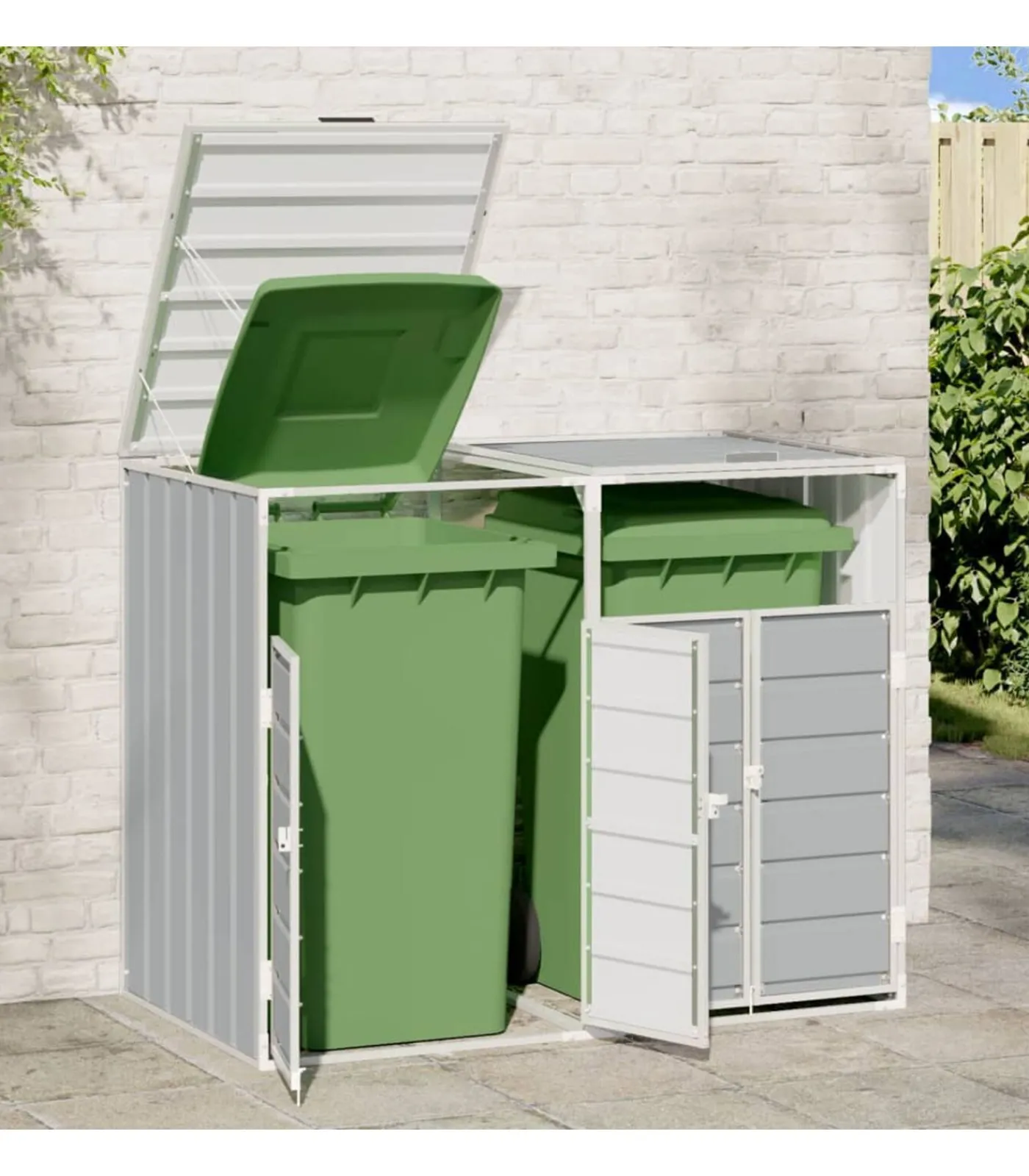 Outlet Containerberging voor 2 containers 144x81x113 cm staal grijs Manden En Bakken