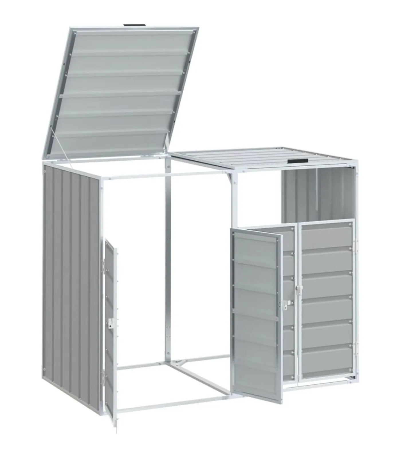 Outlet Containerberging voor 2 containers 144x81x113 cm staal grijs Manden En Bakken