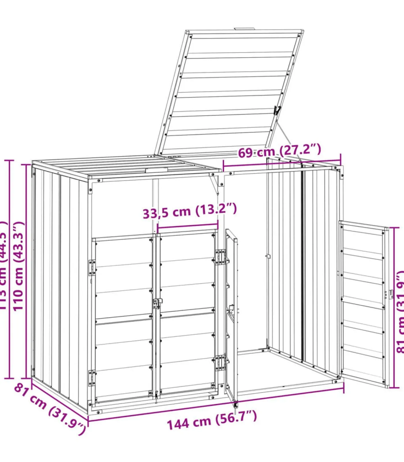 Sale Containerberging voor 2 containers 144x81x113 cm staal bruin Manden En Bakken