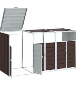 Containerberging voor 3 containers 216x81x115 cm staal bruin Manden En Bakken