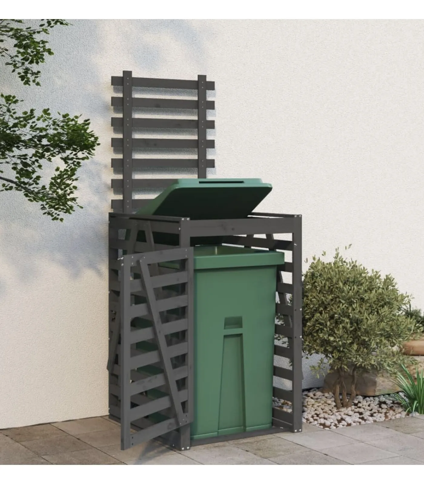 Outlet Containerberging 84x90x128,5 cm massief grenenhout grijs Manden En Bakken